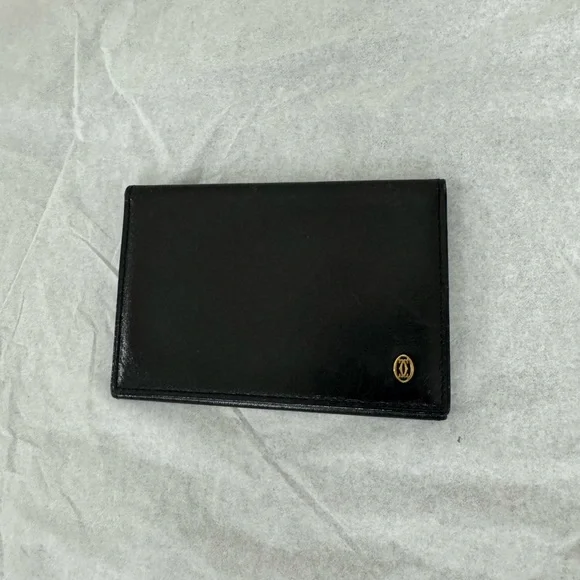 Cartier Pasha de Cartier Card Holder Card Case Black Leather Wallet AUTHENTIC - Picture 4 of 10